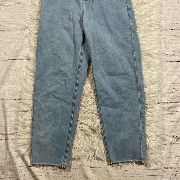 Oak + Fort Elastic Paperbag Raw Hem Straight Leg High Rise Jeans - Picture 11 of 14